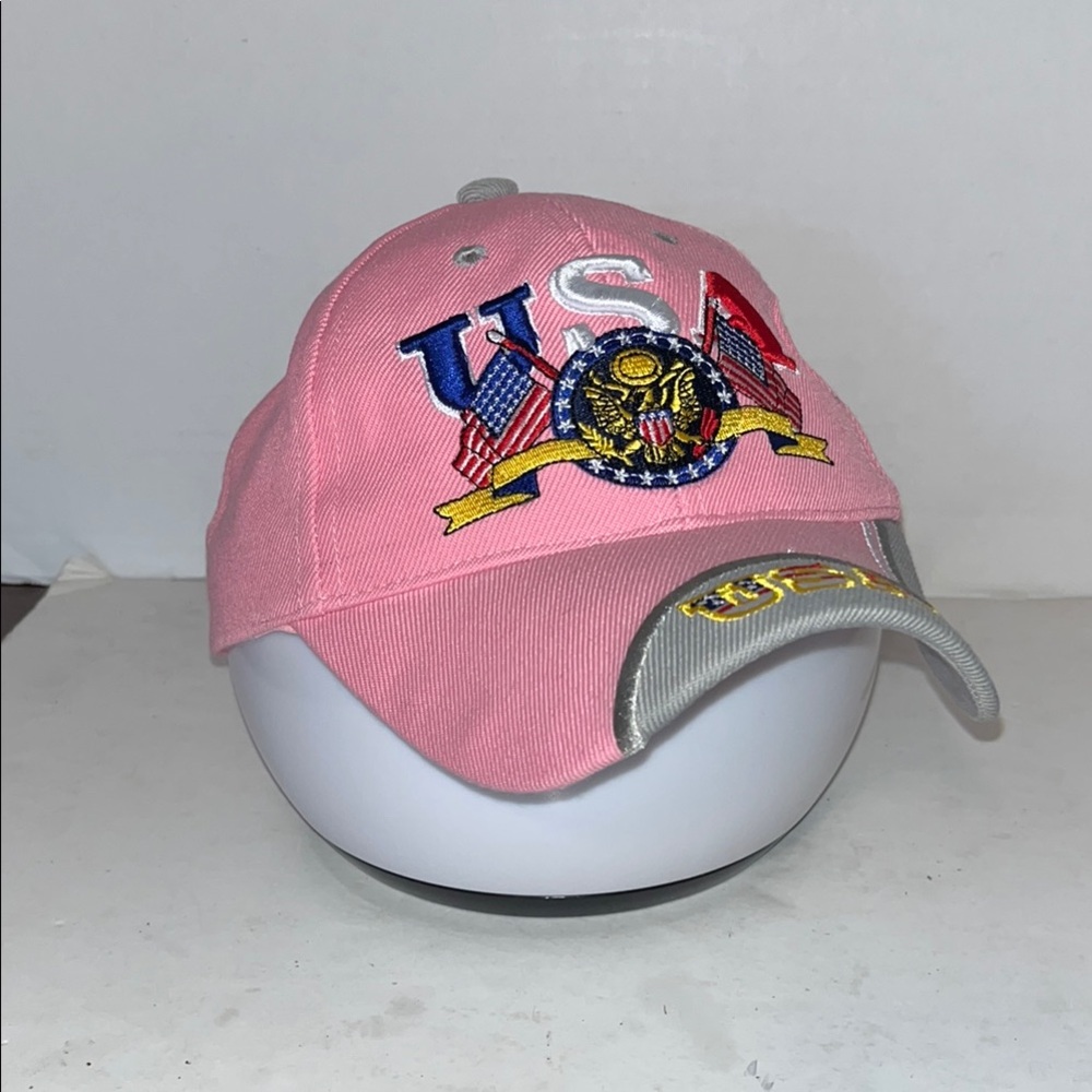 Pink USA Embroidered Baseball Cap Previously Worn